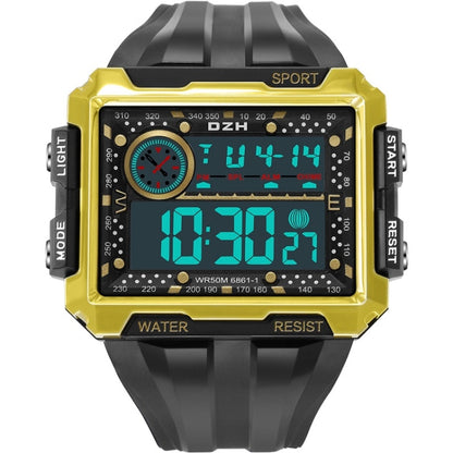 SYNOKE 6861 Outdoor Luminous Waterproof Multi-Function Square Large Screen Display Sports Electronic Watch(Black Gold) - LED Digital Watches by SYNOKE | Online Shopping UK | buy2fix