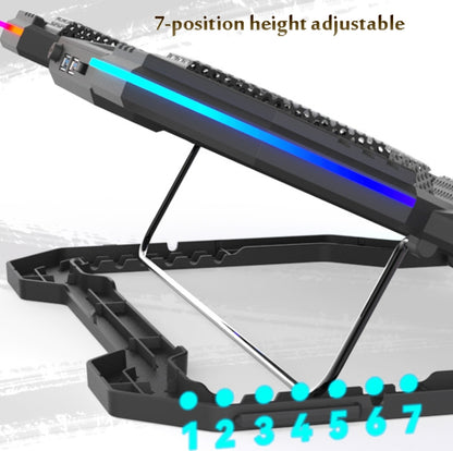 F12 6 Fans USB Semiconductor Computer Radiator Notebook Stand with Phone Holder, Colour: Blue Light + RGB Light - Computer & Networking by buy2fix | Online Shopping UK | buy2fix