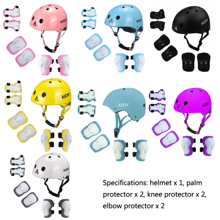 AIDY 7 In 1 Children Roller Skating Sports Protective Gear Set(Dumb Black) - Protective Helmet & Masks by buy2fix | Online Shopping UK | buy2fix