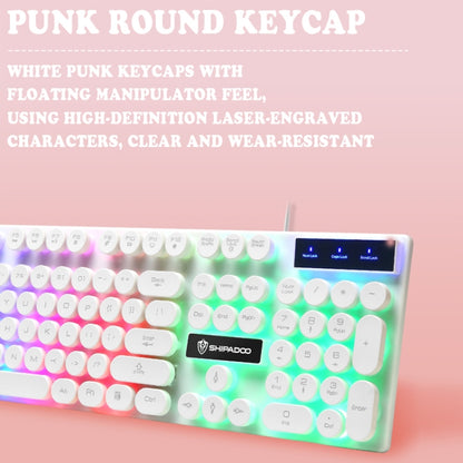 Shipadoo LD-122 4 in 1 Girly Glowing Keyboard + Mouse + Earphone + Mouse Pad Set(Black Punk) - Wired Keyboard by Shipadoo | Online Shopping UK | buy2fix