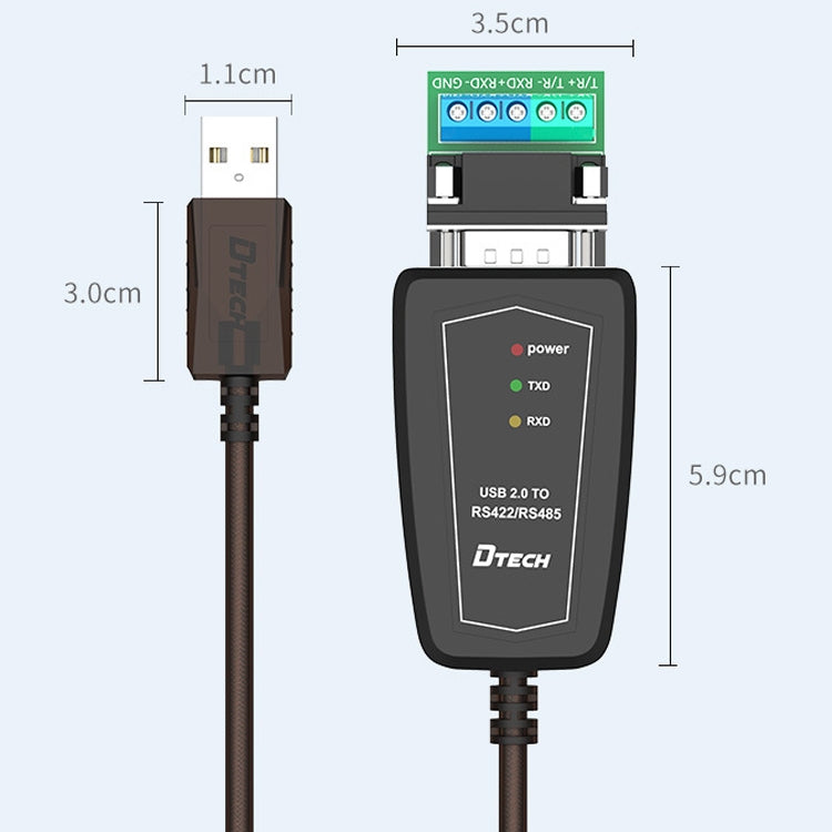 DTECH DT-5019 USB to RS485 / RS422 Conversion Cable, FT232 Chip, Length: 0.5m -  by DTECH | Online Shopping UK | buy2fix