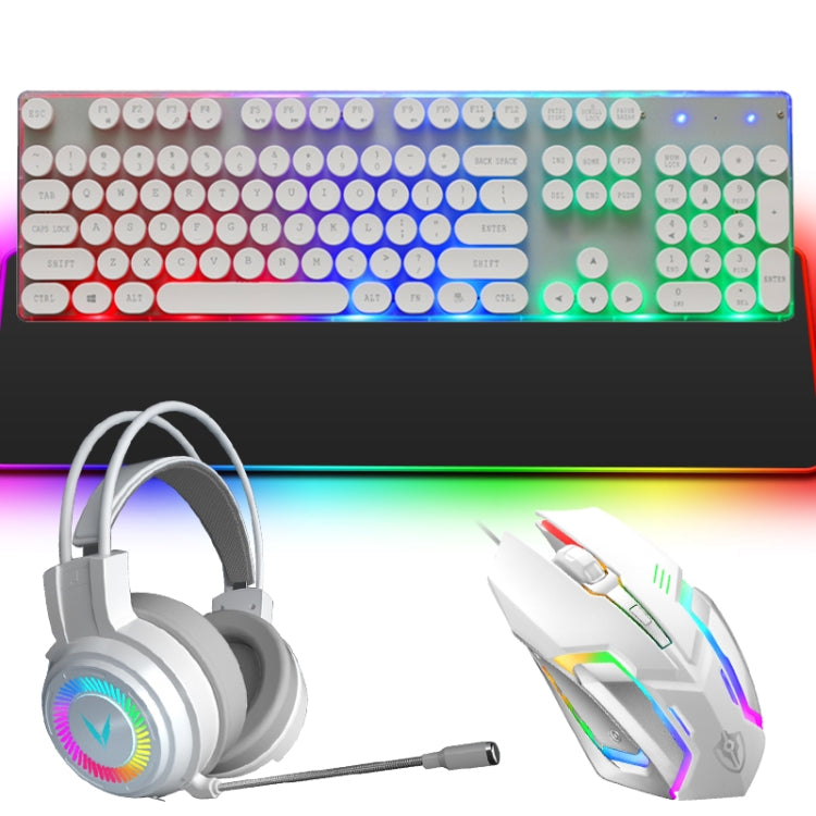 PANTSAN LD-145 4 in 1 Luminous Punk Gaming Keyboard + Mouse + Headphones + Mouse Pad Set(White) - Wired Keyboard by PANTSAN | Online Shopping UK | buy2fix