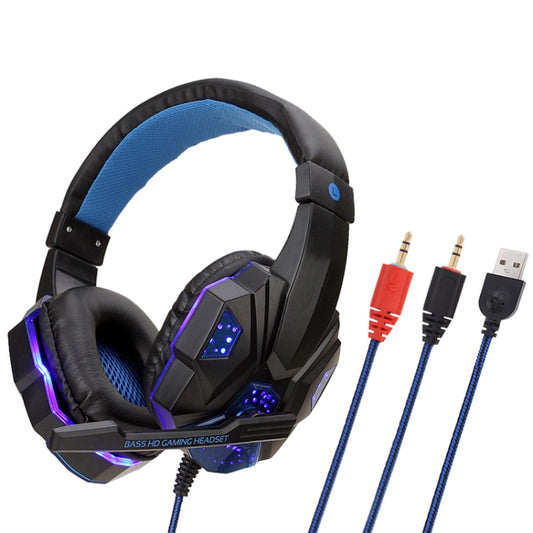 Soyto SY830 Computer Games Luminous Wired Headset, Color: For PC (Black Blue) - Multimedia Headset by Soyto | Online Shopping UK | buy2fix