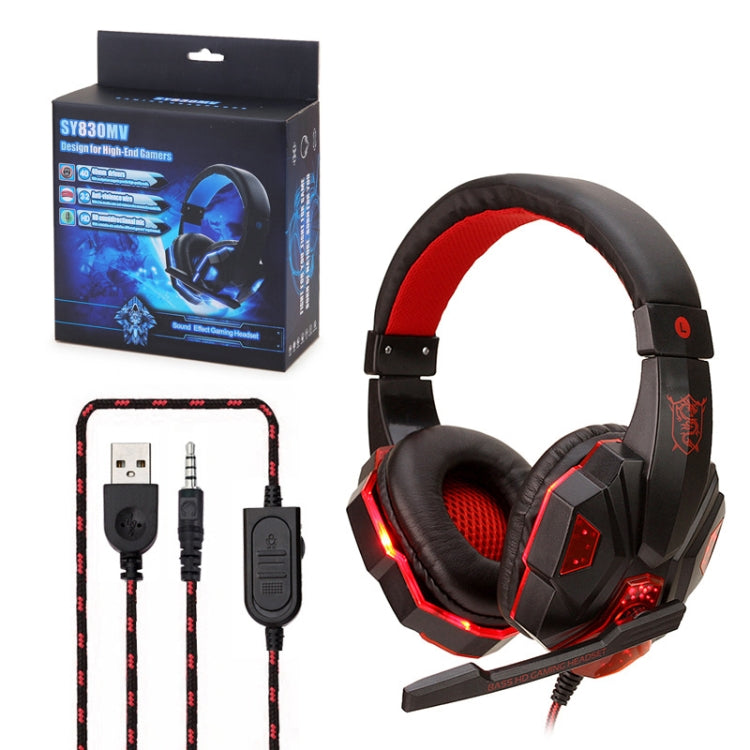 Soyto SY830 Computer Games Luminous Wired Headset, Color: For PS4 (Black Red) - Multimedia Headset by Soyto | Online Shopping UK | buy2fix