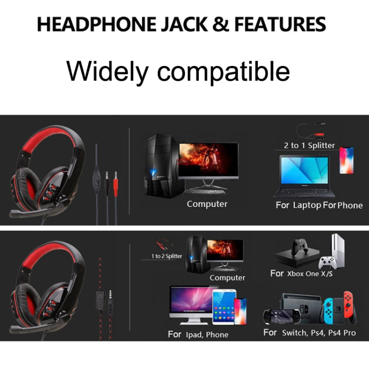 Soyto SY733MV Gaming Computer Headset For PS4 (Black Red) - Multimedia Headset by Soyto | Online Shopping UK | buy2fix