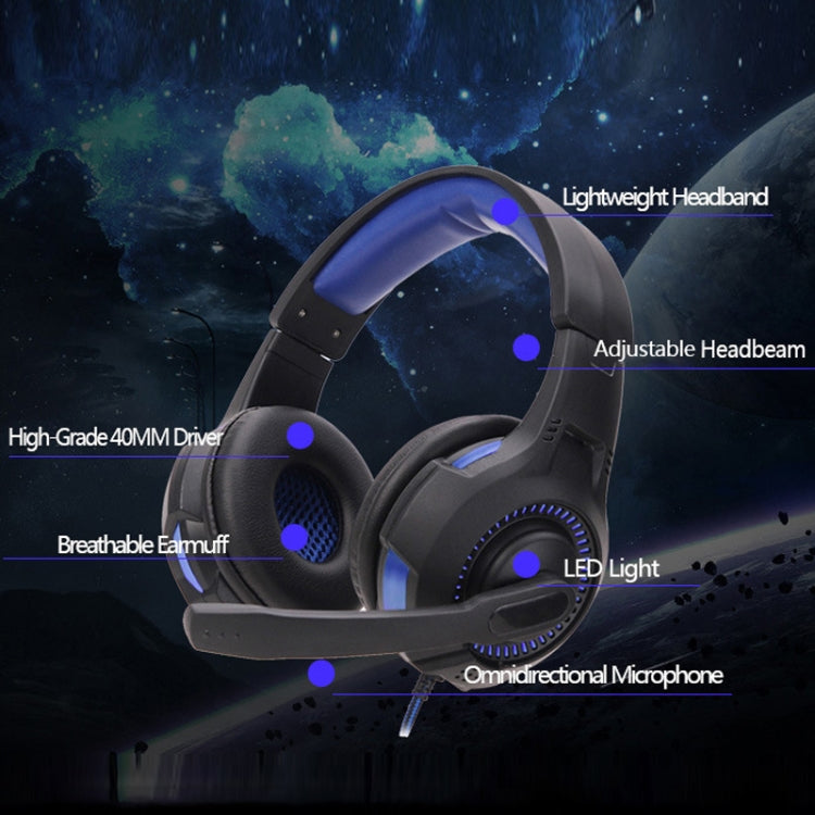 Soyto SY885MV Luminous Gaming Computer Headset For PS4 (Black Blue) - Multimedia Headset by Soyto | Online Shopping UK | buy2fix