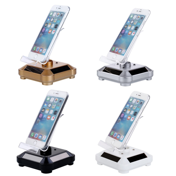 Solar Turntable Mobile Phone Stand Display Stand With Coloful Light(Black) - Desktop Holder by buy2fix | Online Shopping UK | buy2fix