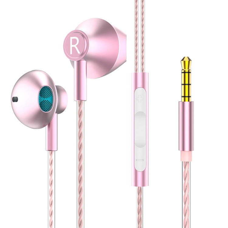 TS5000 3.5mm Metal Subwoofer Wired Earphone(Pink) - Normal Style Earphone by buy2fix | Online Shopping UK | buy2fix