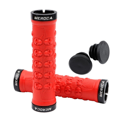 MEROCA Mountain Bike Anti-slip Shock Absorber Riding Grip Cover, Style: Bilateral Lock Skull ME23 Red - Bicycle Grips by MEROCA | Online Shopping UK | buy2fix