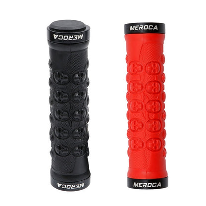 MEROCA Mountain Bike Anti-slip Shock Absorber Riding Grip Cover, Style: Bilateral Lock Skull ME23 Red - Bicycle Grips by MEROCA | Online Shopping UK | buy2fix