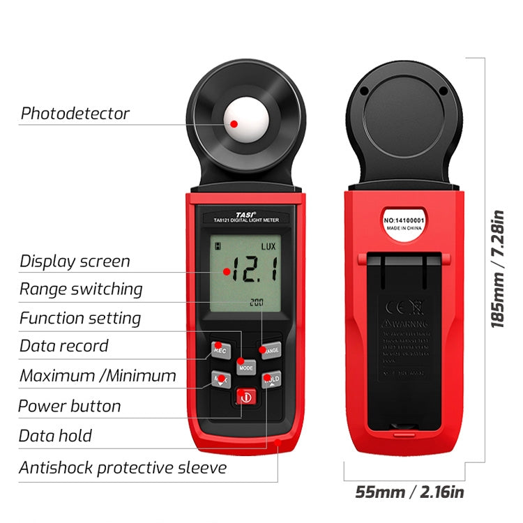 TASI Integrated 100,000 LUX 0.1LUX Display Precision Light Meter(TA8121) - Consumer Electronics by TASI | Online Shopping UK | buy2fix