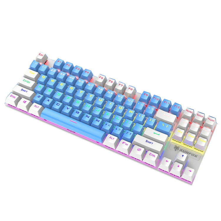 XUNFOX K80 87 Keys Wired Gaming Mechanical Illuminated Keyboard, Cable Length:1.5m(Blue White) - Wired Keyboard by XUNFOX | Online Shopping UK | buy2fix