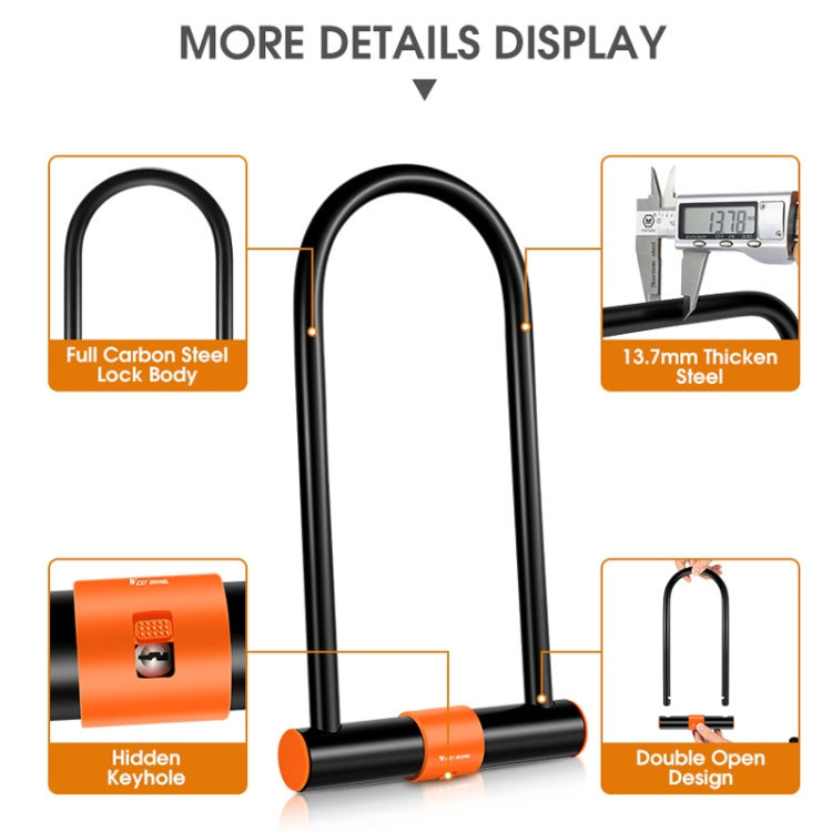 WEST BIKING Bicycle Carbon Steel Anti-Shear Anti-Theft U-Lock, Specification: Only Lock - Bicycle Locks & Bicycle Pumps by WEST BIKING | Online Shopping UK | buy2fix