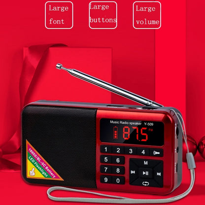 Bluetooth Card Radio Digital FM Player, Specifications: Y-509FM (No Solar Panel)(Red) - Consumer Electronics by buy2fix | Online Shopping UK | buy2fix