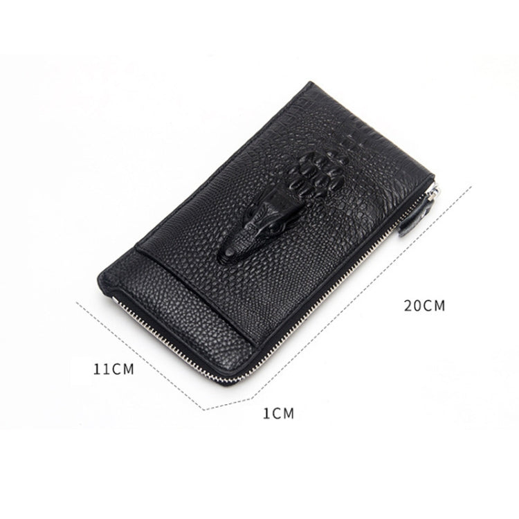 Baellerry Men Long Wallet Crocodile Pattern Zipper Leather Clutch Business Thin Wallet(Black) - Wallets by Baellerry | Online Shopping UK | buy2fix