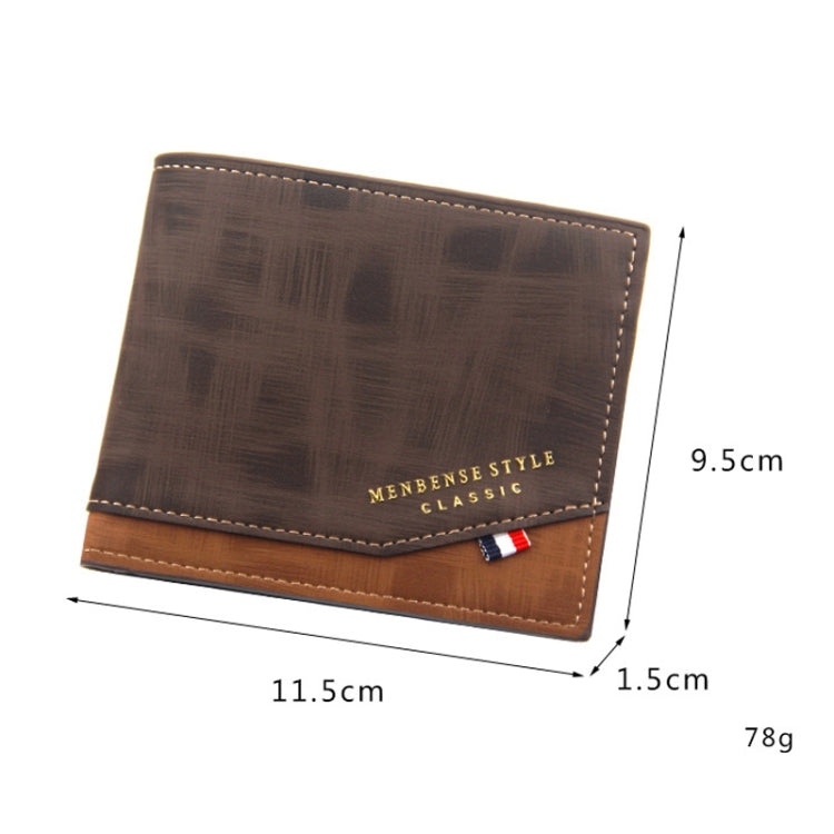 Menbense Hot Stamping Hinge Short Matte Multi-Card Large Capacity Male Wallet(D3301-4 Light Brown) - Wallets by MenBense | Online Shopping UK | buy2fix