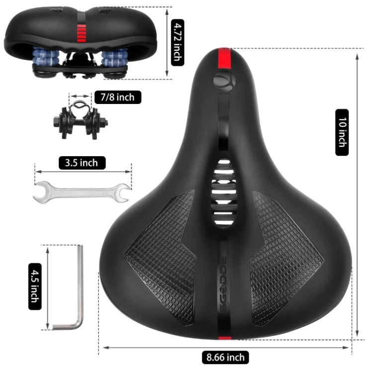 SGODDE Mountain Bike Shock Absorbing Thickened Soft Saddle(Black Red) - Outdoor & Sports by buy2fix | Online Shopping UK | buy2fix