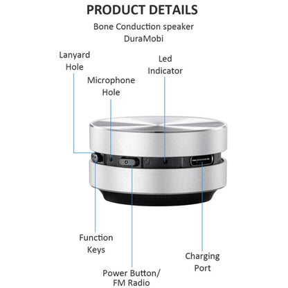 DuraMOBI Hummingbird Black Technology Bone Conduction Wireless Speaker Portable Small Audio(Silver) - Desktop Speaker by DuraMOBI | Online Shopping UK | buy2fix