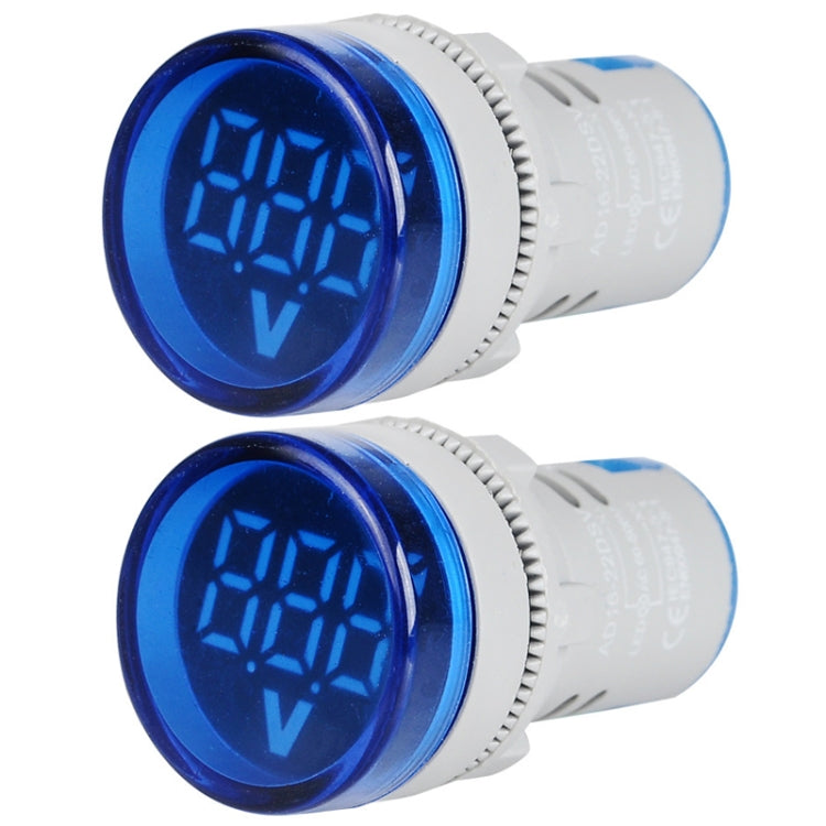 2 PCS DC Voltage Signal Indicator 22mm Round 6-100V Universal Voltmeter(ST16VD-03 Blue) - Consumer Electronics by SINOTIMER | Online Shopping UK | buy2fix