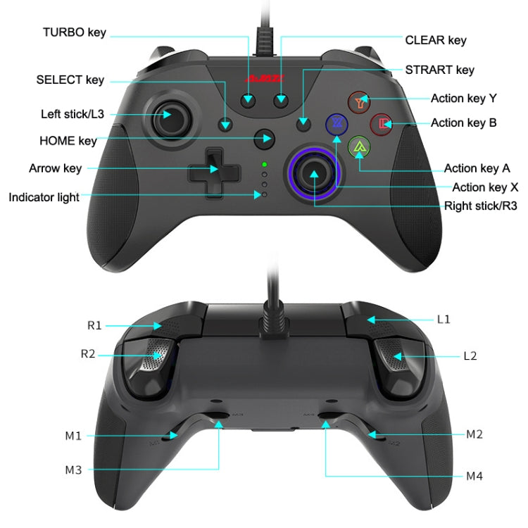 Ajazz AG110 Wired Vibration Sensing Gamepad For Xbox, Cable Length: 2m(White Blue) - Gamepad by Ajazz | Online Shopping UK | buy2fix