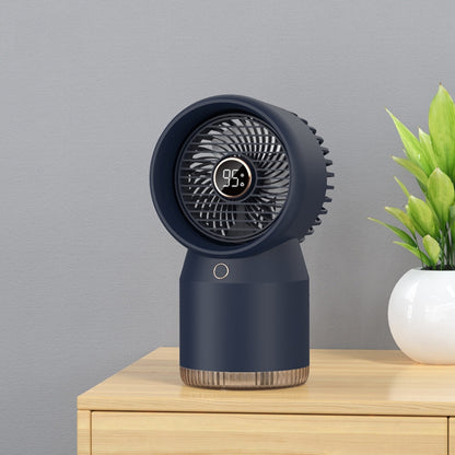 Spray Humidified LED Digital Display Office Home Fan, Style: 3600mAh Rechargeable(Blue) - Consumer Electronics by buy2fix | Online Shopping UK | buy2fix