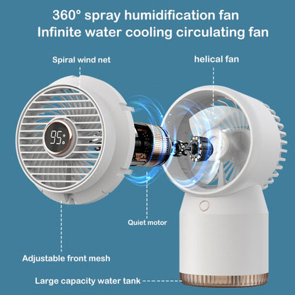 Spray Humidified LED Digital Display Office Home Fan, Style: 3600mAh Rechargeable(White) - Consumer Electronics by buy2fix | Online Shopping UK | buy2fix