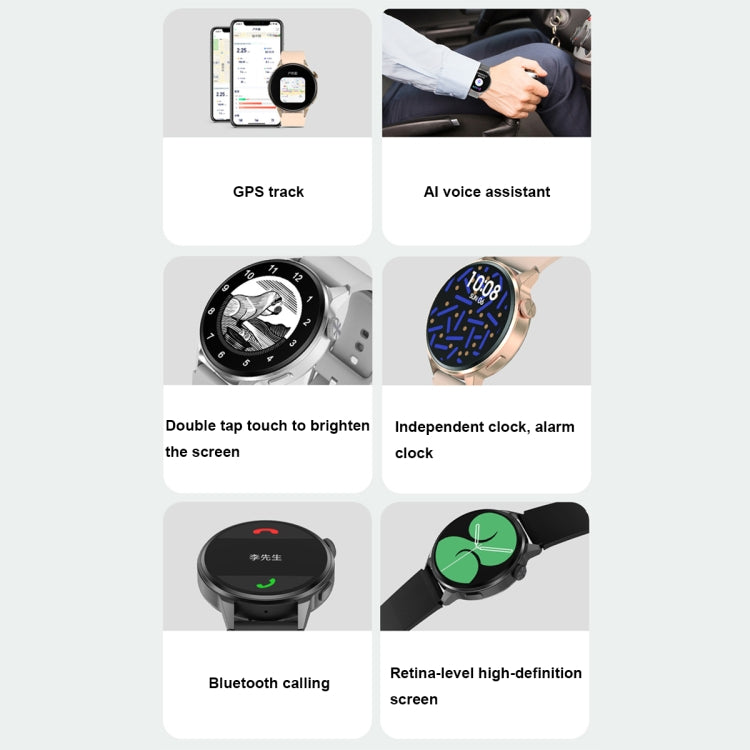 Wearkey DT4+ 1.36 Inch HD Screen Smart Call watch with NFC Function, Color: Gold Steel - Smart Wear by Wearkey | Online Shopping UK | buy2fix