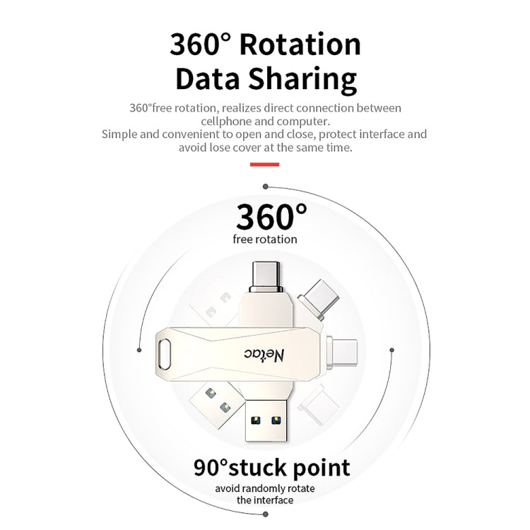 Netac U782C Type-C Dual Interface High-Speed Metal Computer USB Flash Drive, Capacity: 128GB - USB Flash Drives by Netac | Online Shopping UK | buy2fix