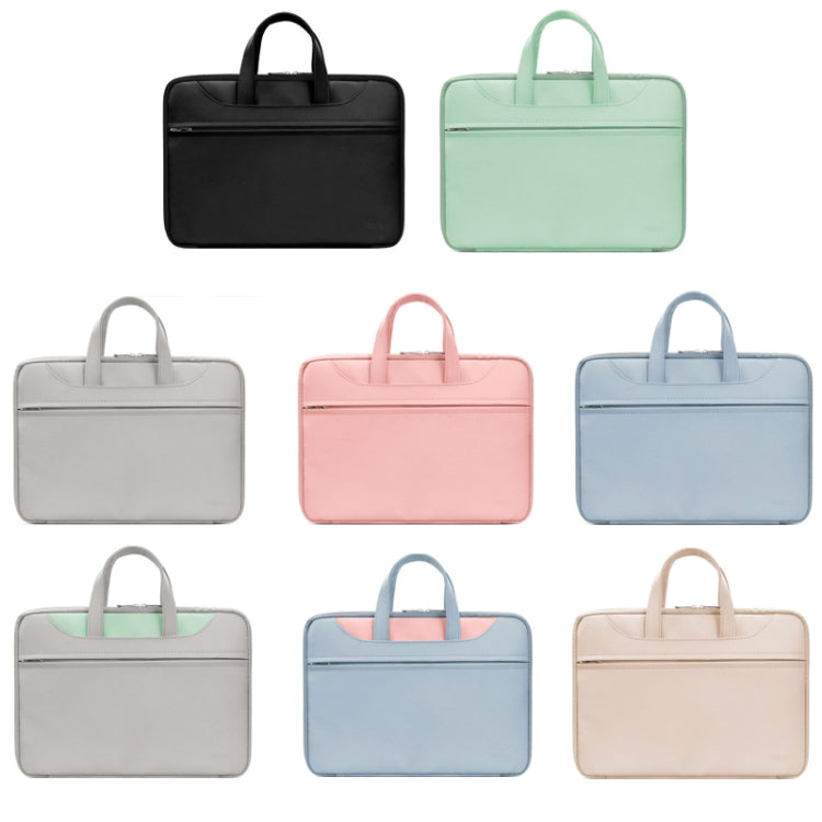 Baona BN-Q006 PU Leather Full Opening Laptop Handbag For 13/13.3 inches(Gray+Mint Green) - 13.3 inch by Baona | Online Shopping UK | buy2fix