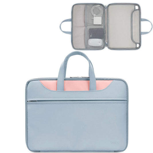 Baona BN-Q006 PU Leather Full Opening Laptop Handbag For 13/13.3 inches(Sky Blue+Pink) - 13.3 inch by Baona | Online Shopping UK | buy2fix