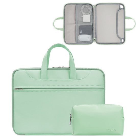 Baona BN-Q006 PU Leather Full Opening Laptop Handbag For 13/13.3 inches(Mint Green+Power Bag) - 13.3 inch by Baona | Online Shopping UK | buy2fix