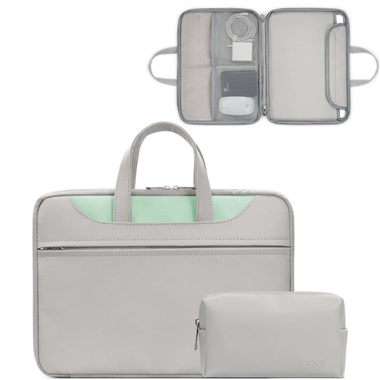 Baona BN-Q006 PU Leather Full Opening Laptop Handbag For 14 inches(Gray+Mint Green+Power Bag) - 15 inch by Baona | Online Shopping UK | buy2fix