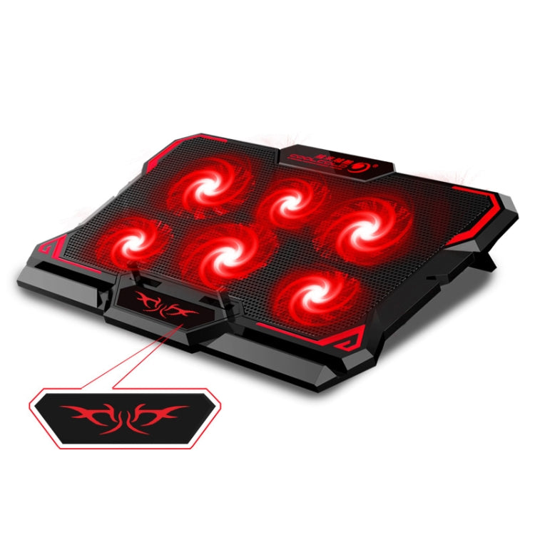 CoolCold  17inch Gaming Laptop Cooler Six Fan Two USB Port 2600RPM Laptop Cooling Pad( Black Red) - Computer & Networking by CoolCold | Online Shopping UK | buy2fix