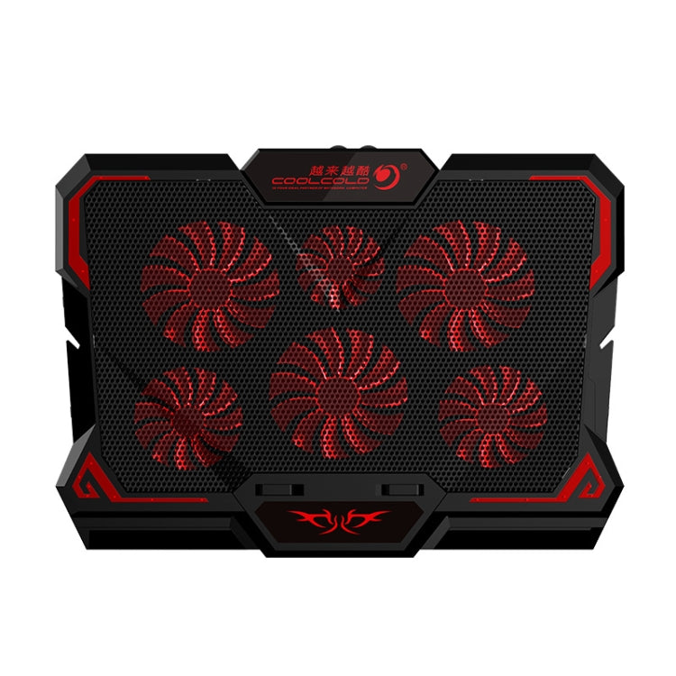 CoolCold  17inch Gaming Laptop Cooler Six Fan Two USB Port 2600RPM Laptop Cooling Pad( Black Red) - Cooling Pads by CoolCold | Online Shopping UK | buy2fix