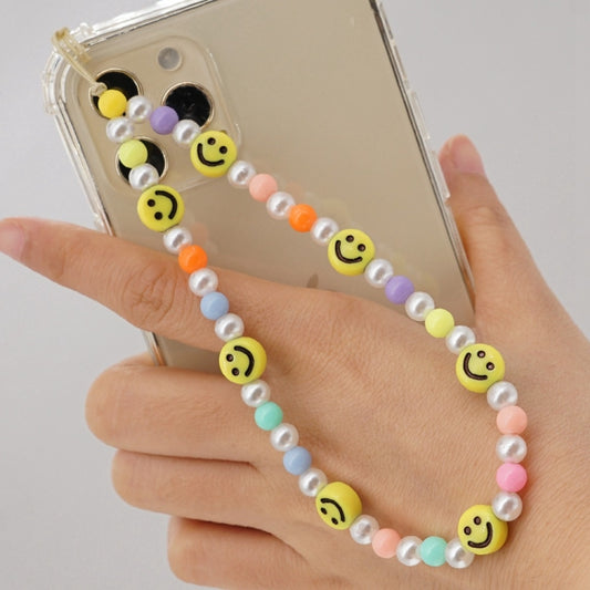 Imitation Pearl Mobile Phone Chain Smiley Beaded Soft Pottery Love Mobile Phone Chain(Qt-k210095b) - Others Accessories by buy2fix | Online Shopping UK | buy2fix