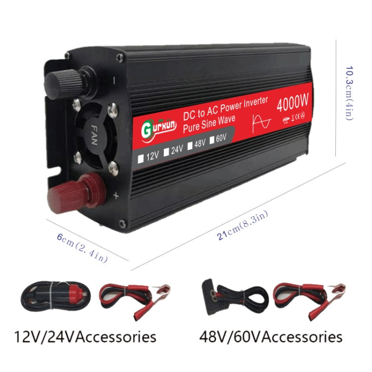 Gurxun 4000W Home Car Power Converter Sine Wave Inverter, Specification: 24V To 220V - In Car by Gurxun | Online Shopping UK | buy2fix