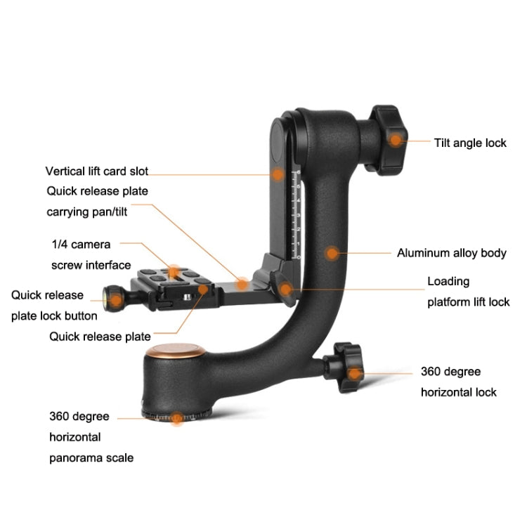 QingZhuangShiDai Q45 Panoramic Boom Bird Watching and Birding Gimbal(Black) - Camera Accessories by QingZhuangShiDai | Online Shopping UK | buy2fix