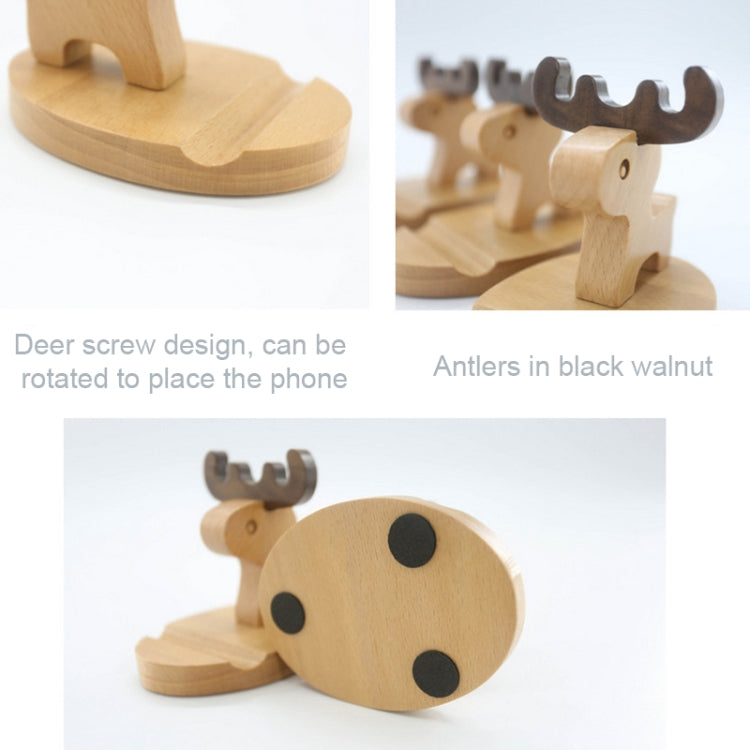 Wooden Mobile Phone Bracket Beech Lazy Mobile Phone Holder,Style: Little Deer With Antlers - Desktop Holder by buy2fix | Online Shopping UK | buy2fix