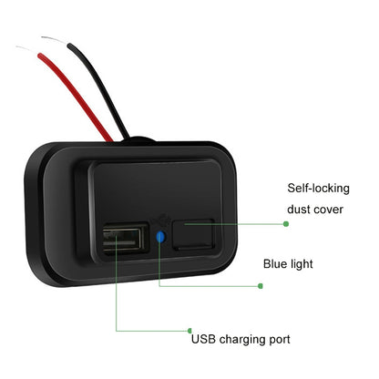 3.1A Punch-Free Automatic Spring Cover RV Bus Modified Car Charger Dual USB Car Charger(Black) - In Car by buy2fix | Online Shopping UK | buy2fix
