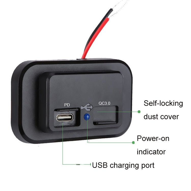 18W QC3.0 Fast Charge PD Car RV Boat Charger(Black) - In Car by buy2fix | Online Shopping UK | buy2fix