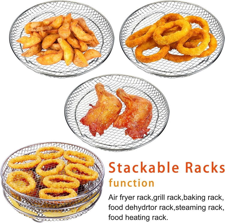 Air Fryer Accessories 8-inch Three Layer Round Grill Steam Rack - Home & Garden by buy2fix | Online Shopping UK | buy2fix