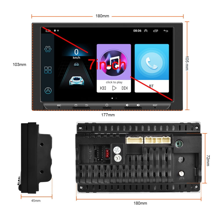 7 inch Carplay GPS Navigation Reverse Integrated Machine, Style: Standard+12 Light Camera(1+16G) - In Car by buy2fix | Online Shopping UK | buy2fix