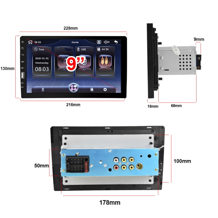 Q3570 9 inch Carplay Single Spindle MP5 Player, Style: Standard+4 Light Camera - In Car by buy2fix | Online Shopping UK | buy2fix