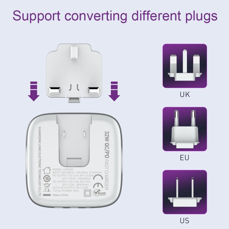 LDNIO A3513Q 32W QC3.0 3 USB Ports Phone Adapter UK Plug with Micro USB Cable - USB Charger by LDNIO | Online Shopping UK | buy2fix