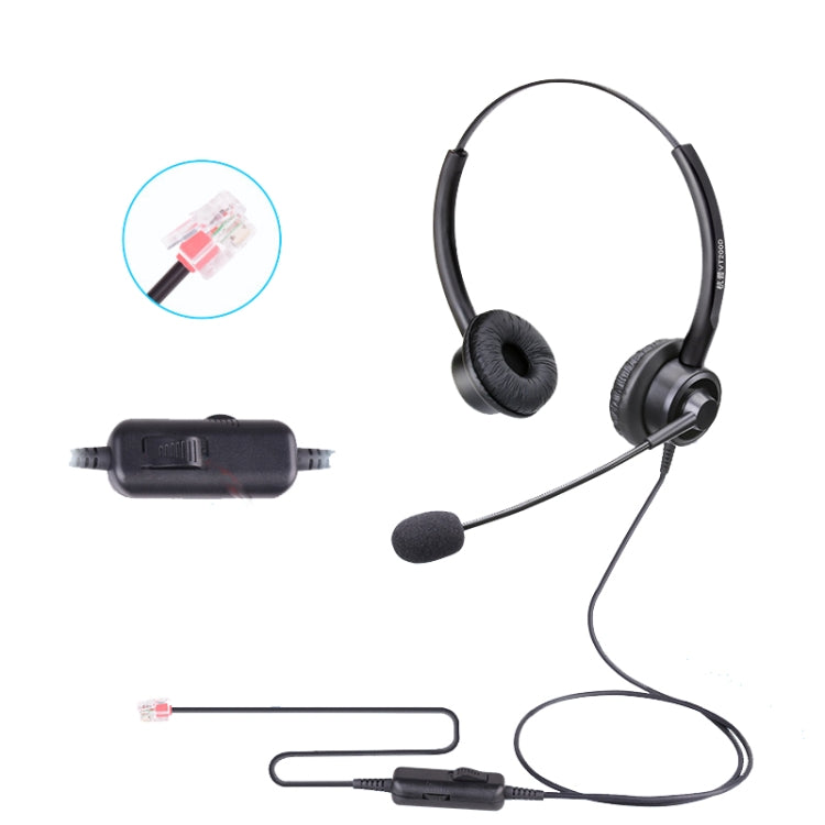 VT200D Double Ears Telephone Headset Operator Headset With Mic,Spec: Crystal Head with Tuning - Microphones & Headsets by buy2fix | Online Shopping UK | buy2fix