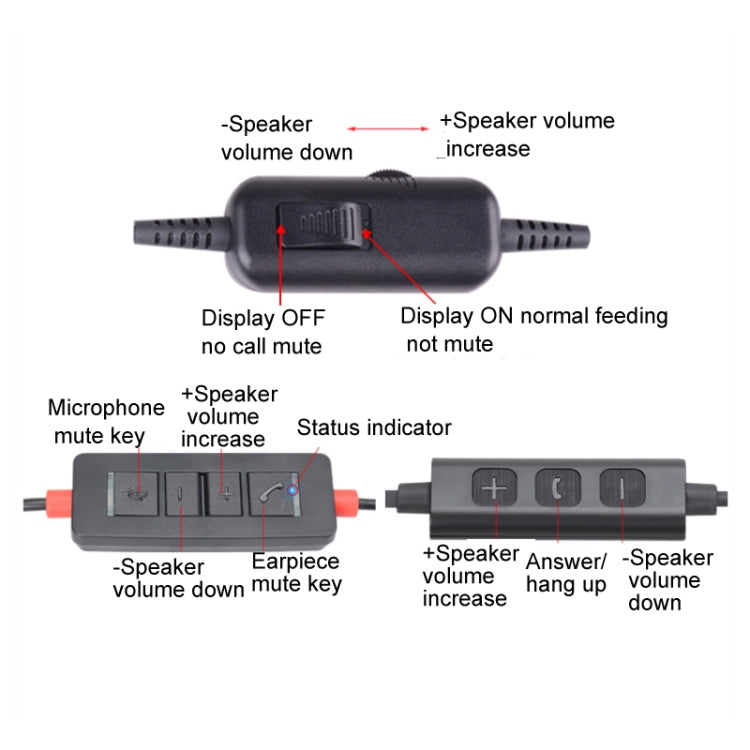 VT200D Double Ears Telephone Headset Operator Headset With Mic,Spec: 3.5mm Single Plug To USB - Microphones & Headsets by buy2fix | Online Shopping UK | buy2fix