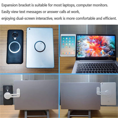 Laptop Phone Expansion Bracket Aluminum Magnetic Phone Stand(Black) - Computer & Networking by buy2fix | Online Shopping UK | buy2fix