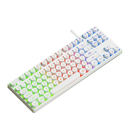 Dark Alien DK100 87 Keys Hot Plug-In Glowing Game Wired Mechanical Keyboard, Cable Length: 1.3m(White) - Wired Keyboard by Dark Alien | Online Shopping UK | buy2fix