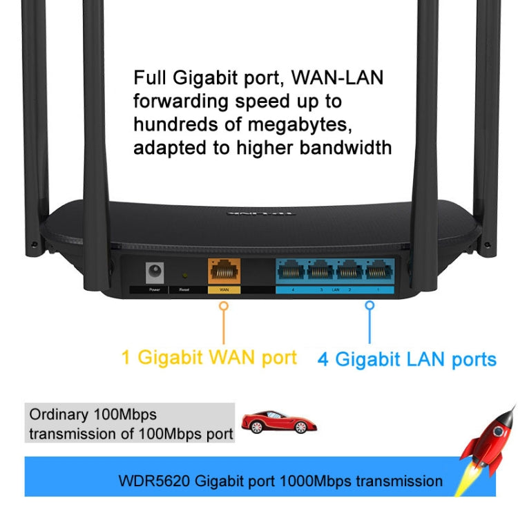 TP-LINK  TL-WDR5620  AC1200 5G/2.4G Dual-Band Gigabit Wireless Router,CN Plug With 1m Network Cable - Wireless Routers by TP-LINK | Online Shopping UK | buy2fix