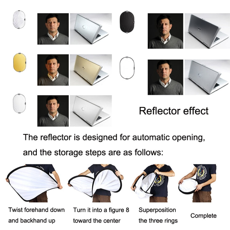 Selens  5 In 1 (Gold / Silver  / White / Black / Soft Light) Folding Reflector Board, Size: 80cm Round -  by Selens | Online Shopping UK | buy2fix